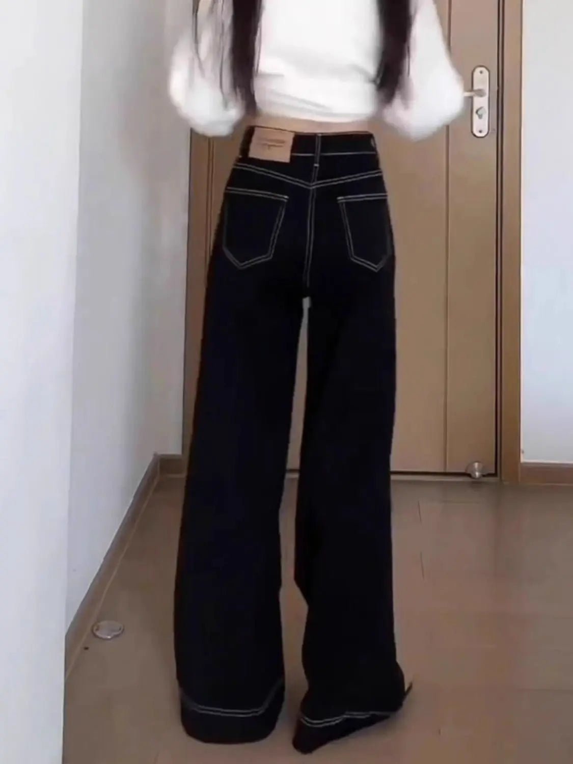 Factory Wholesale Black HIgh Waist Denim Wide Leg Pants Women New Summer Style Loose an Versatile Comfortable Floor Length Pants - Sxndhu Hub