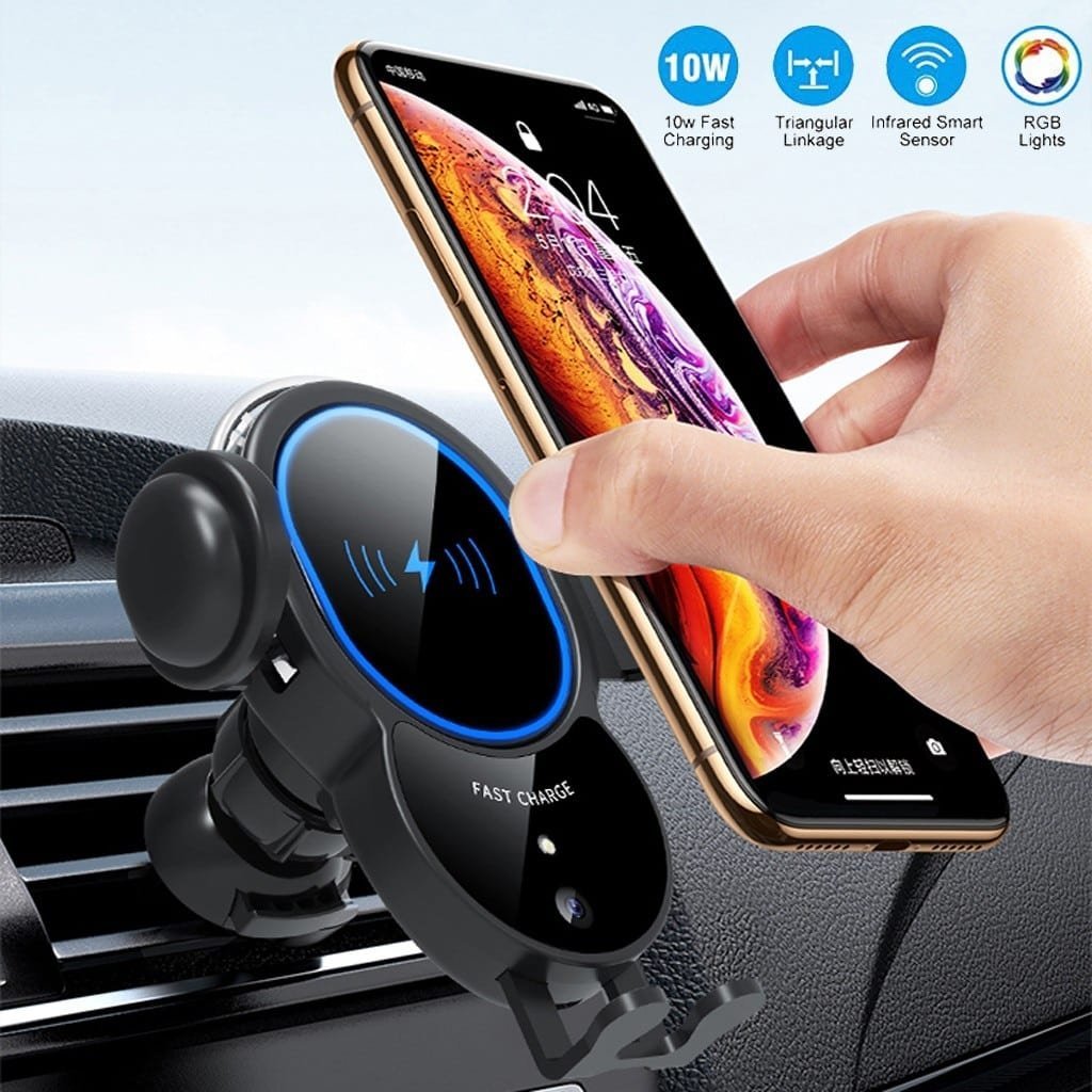 10W Wireless Triangle Mount Automatic Clamping Car Fast Charger - Sxndhu Hub