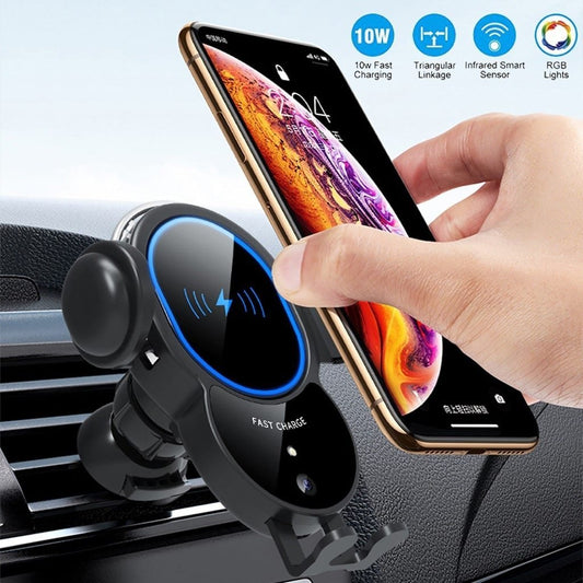 10W Wireless Triangle Mount Automatic Clamping Car Fast Charger - Sxndhu Hub