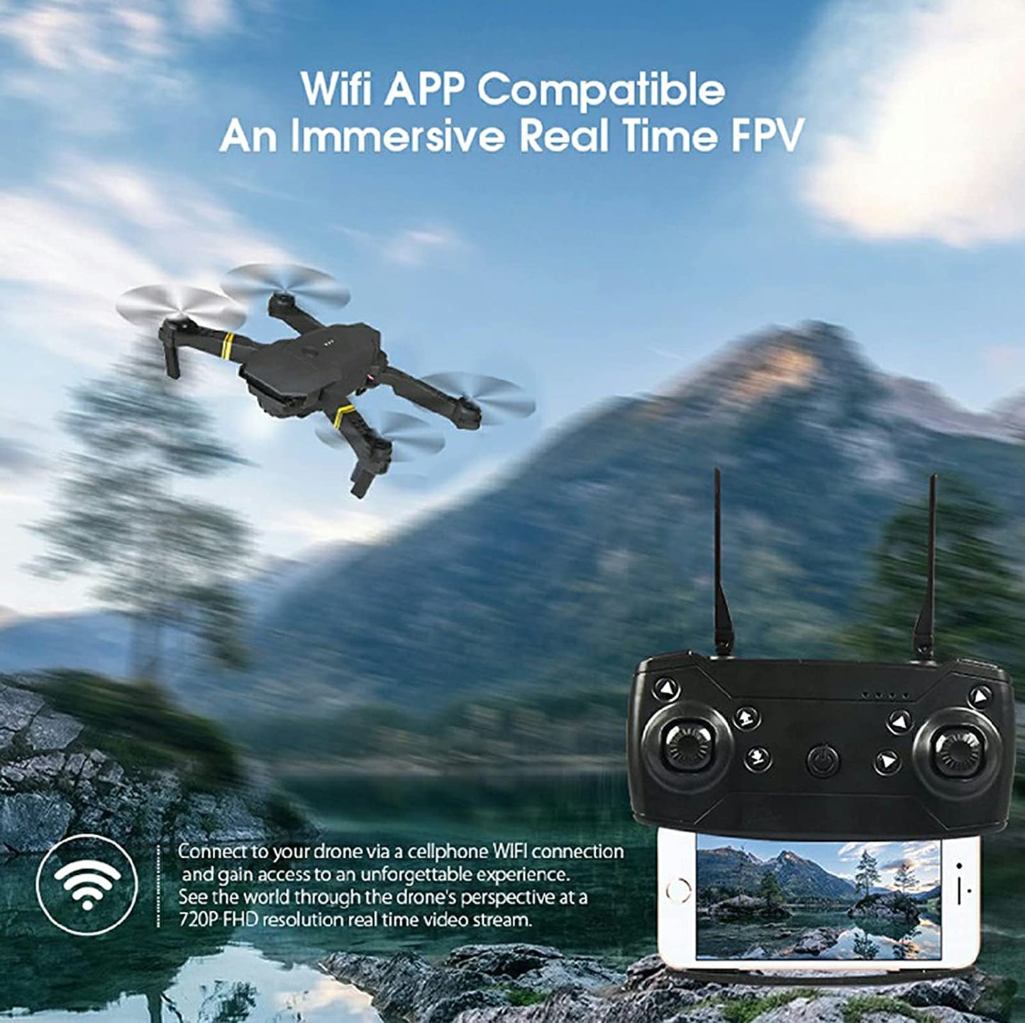 4K HD Dual Camera RC FPV WiFi Portable Wide Angle Foldable Quadcopter Drone - Sxndhu Hub