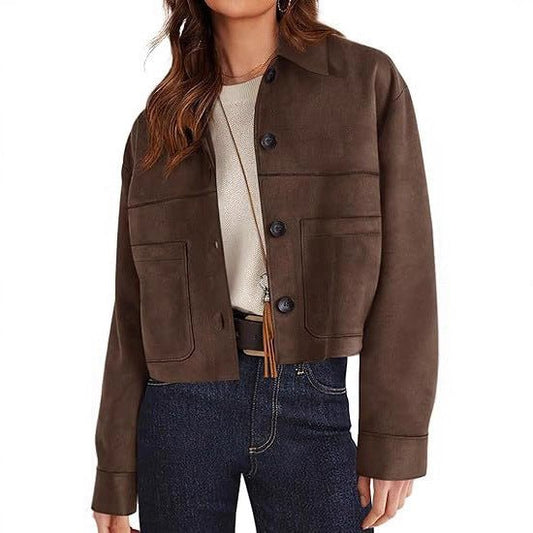 European And American Style Women Faux Suede Short Jacket Casual Lightweight Autumn Fashion - Sxndhu Hub