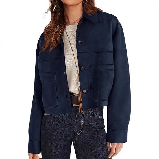 European And American Style Women Faux Suede Short Jacket Casual Lightweight Autumn Fashion - Sxndhu Hub
