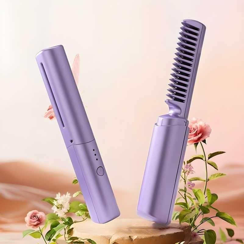 Meneflix Portable Mini Hair Straightener Cordless Rechargeable Mini Adjustable Hair Straightener Hot Comb - Sxndhu Hub