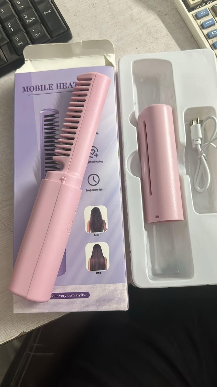 Meneflix Portable Mini Hair Straightener Cordless Rechargeable Mini Adjustable Hair Straightener Hot Comb - Sxndhu Hub