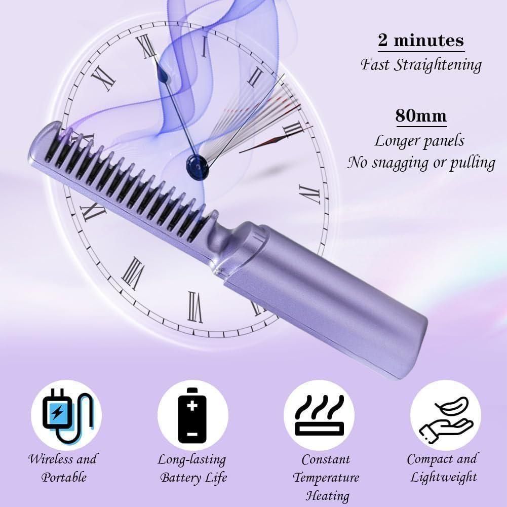 Meneflix Portable Mini Hair Straightener Cordless Rechargeable Mini Adjustable Hair Straightener Hot Comb - Sxndhu Hub