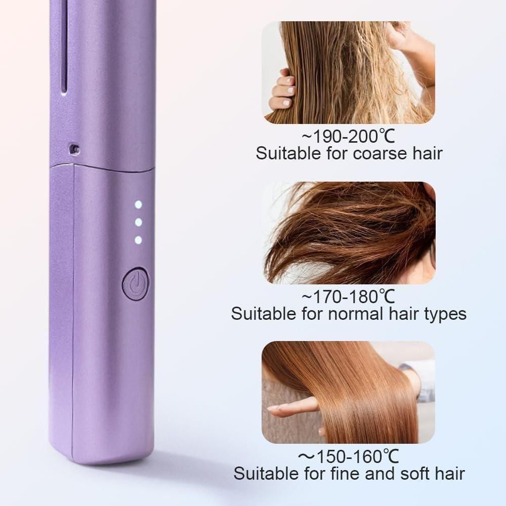 Meneflix Portable Mini Hair Straightener Cordless Rechargeable Mini Adjustable Hair Straightener Hot Comb - Sxndhu Hub