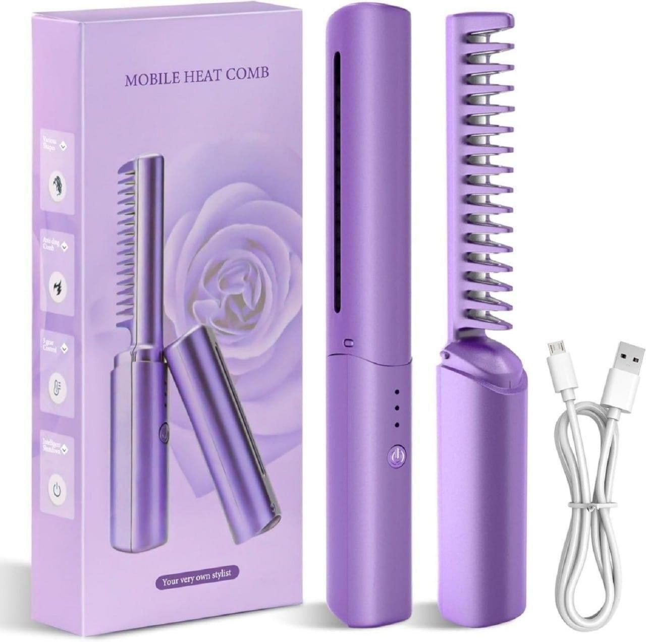 Meneflix Portable Mini Hair Straightener Cordless Rechargeable Mini Adjustable Hair Straightener Hot Comb - Sxndhu Hub