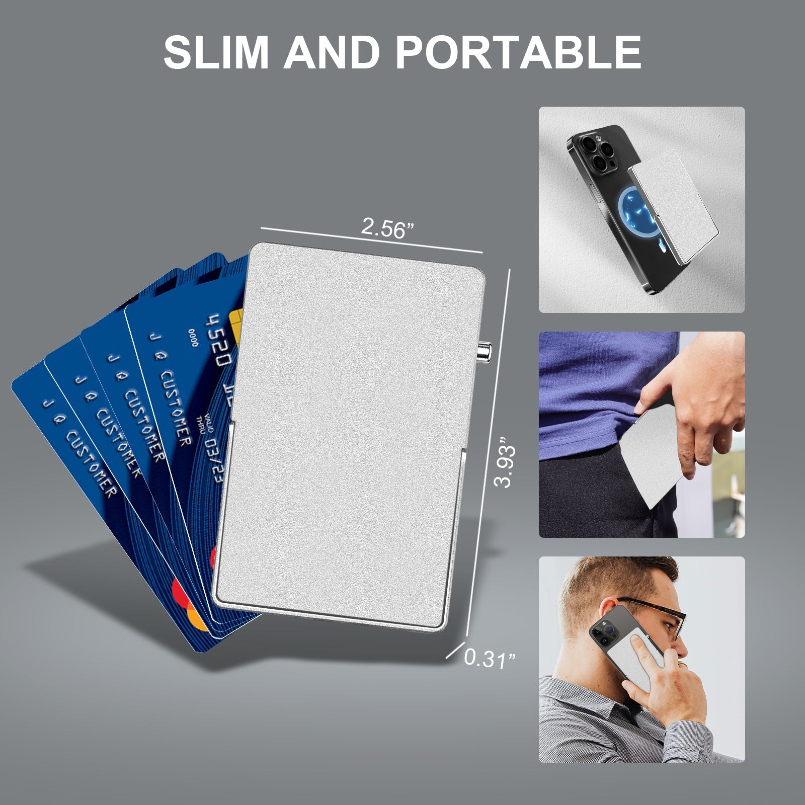 RFID Blocking Wallet Minimalist Slim Card Holder for Magsafe with Adjustable Stand, Metal Pop Up Magnetic Wallet for Men TOYFID - Sxndhu Hub