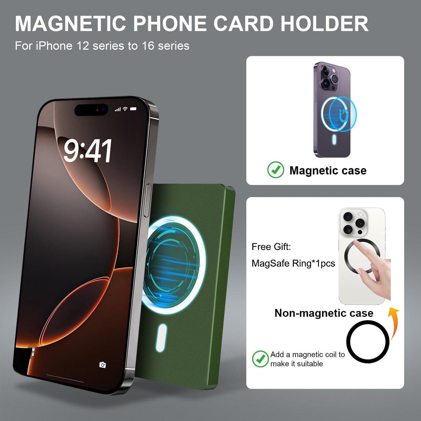 RFID Blocking Wallet Minimalist Slim Card Holder for Magsafe with Adjustable Stand, Metal Pop Up Magnetic Wallet for Men TOYFID - Sxndhu Hub